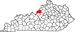 Kentucky Map showing Jefferson County