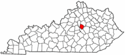Kentucky Map showing Jessamine County