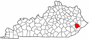Kentucky Map showing Knott County