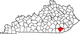 Kentucky Map showing Knox County