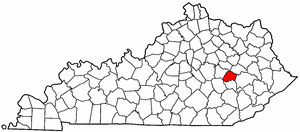 Kentucky Map showing Lee County
