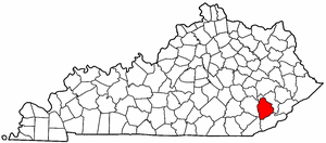 Kentucky Map showing Leslie County