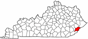Kentucky Map showing Letcher County