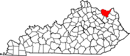 Kentucky Map showing Lewis County