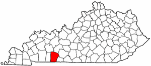 Kentucky Map showing Logan County