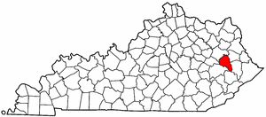 Kentucky Map showing Magoffin County