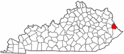 Kentucky Map showing Martin County