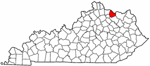 Kentucky Map showing Mason County