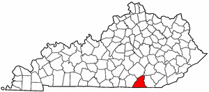 Kentucky Map showing McCreary County