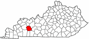 Kentucky Map showing Muhlenberg County