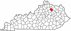 Kentucky Map showing Nicholas County