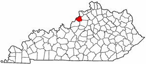 Kentucky Map showing Oldham County