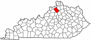 Kentucky Map showing Owen County