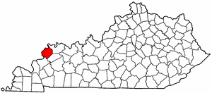 Kentucky Map showing Union County
