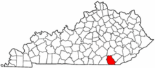 Kentucky Map showing Whitley County