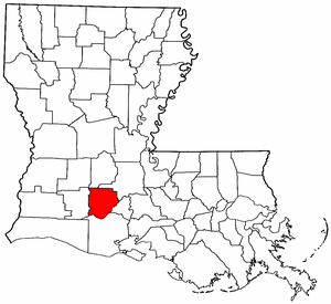 Louisiana Map showing Acadia County
