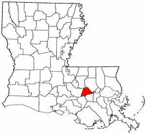 Louisiana Map showing Ascension County