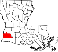 Louisiana Map showing Calcasieu County