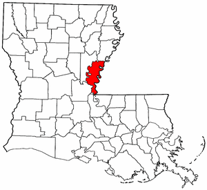 Louisiana Map showing Concordia County