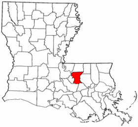 Louisiana Map showing East Baton Rouge County
