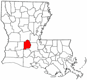 Louisiana Map showing Evangeline County