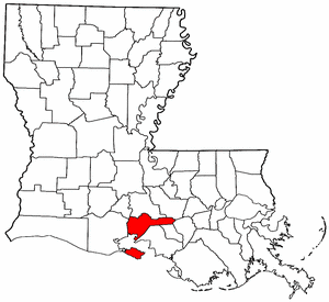 Louisiana Map showing Iberia County