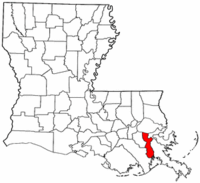 Louisiana Map showing Jefferson County