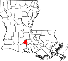 Louisiana Map showing Lafayette County