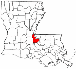 Louisiana Map showing Pointe Coupee County