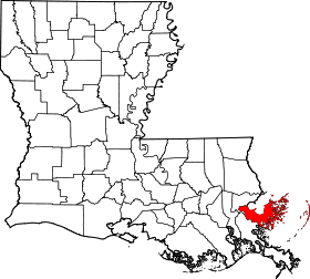 Louisiana Map showing Saint Bernard County