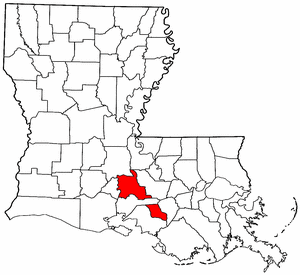 Louisiana Map showing Saint Martin County