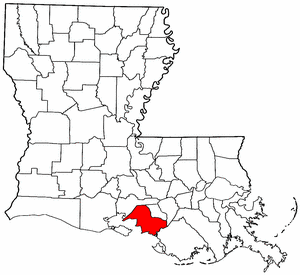 Louisiana Map showing Saint Mary County