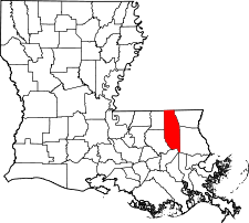 Louisiana Map showing Tangipahoa County