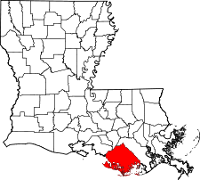 Louisiana Map showing Terrebonne County