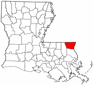 Louisiana Map showing Washington County
