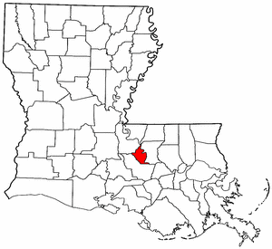 Louisiana Map showing West Baton Rouge County