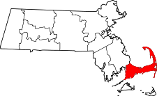 Massachusetts Map showing Barnstable County