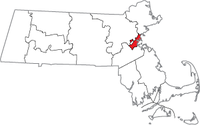 Massachusetts Map showing Suffolk County