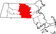Massachusetts Map showing Worcester County