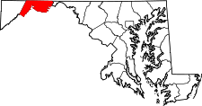 Maryland Map showing Allegany County