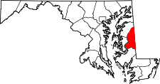 Maryland Map showing Caroline County