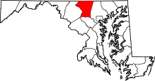 Maryland Map showing Carroll County