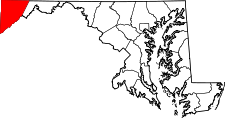 Maryland Map showing Garrett County