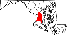 Maryland Map showing Prince Georges County