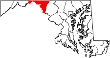 Maryland Map showing Washington County
