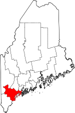 Maine Map showing Cumberland County