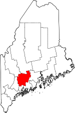 Maine Map showing Kennebec County