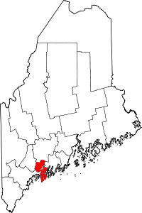 Maine Map showing Sagadahoc County