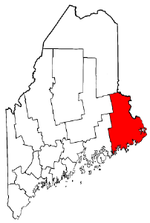 Maine Map showing Washington County