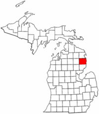 Michigan Map showing Alcona County